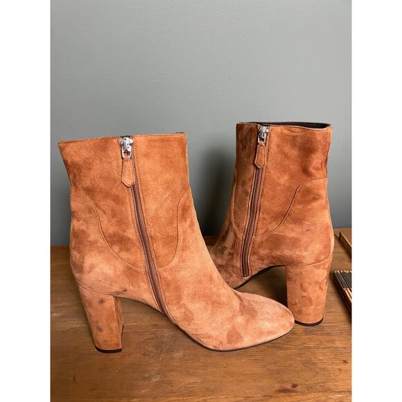 L.K. Bennett Pellino Tan Suede Ankle Block Heel Boot. Size 39/9. - Picture 7 of 8
